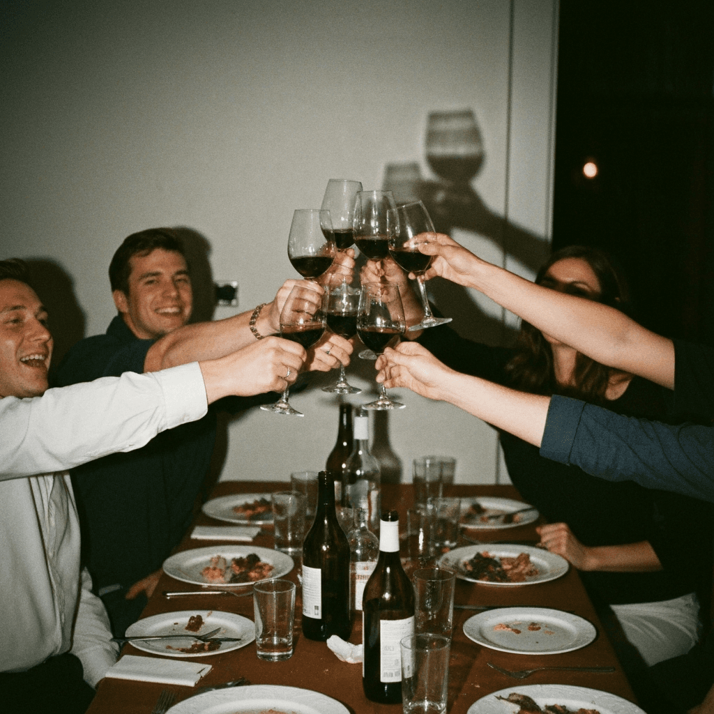 Group toast at dinner